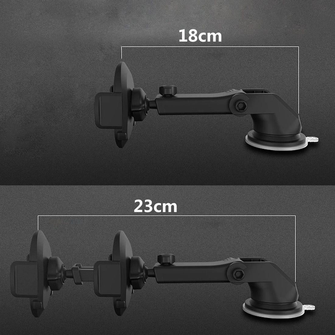 Telescopic dashboard car phone holder with suction mount