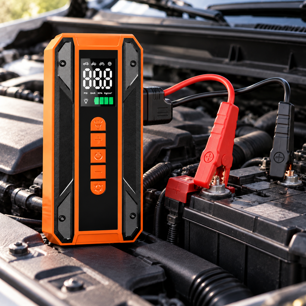 STECOOM YD09 portable 12V car jump starter with 150 PSI tire inflator
