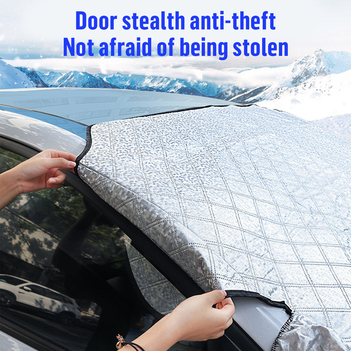 5-magnet reflective car windshield snow and sun protection cover 157 x 118 cm — product detail image