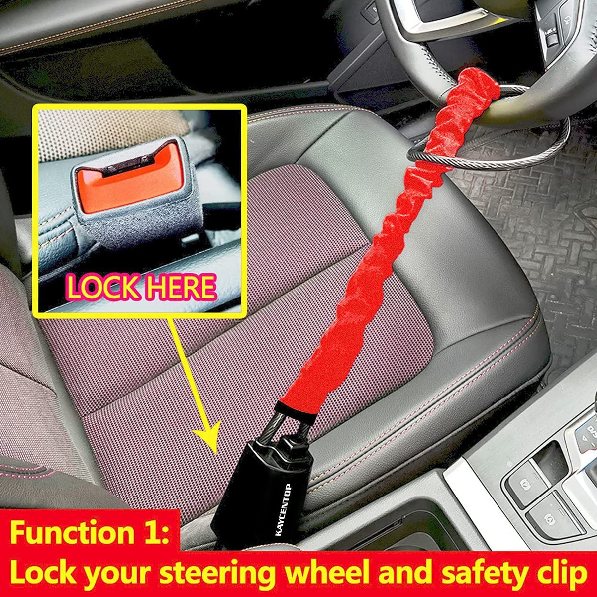 Steering Wheel Anti-Theft Cable Lock – product detail view 3