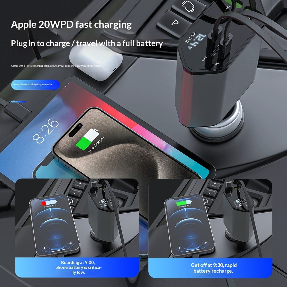 4-in-1 retractable car charger – product photo 4