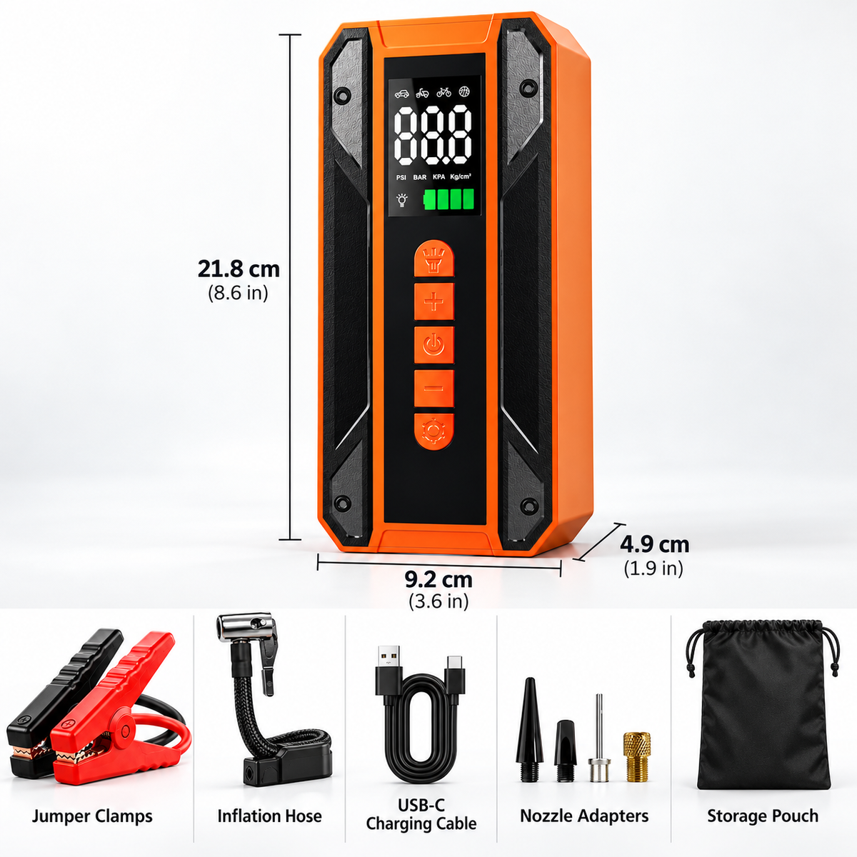 STECOOM YD09 portable 12V car jump starter with 150 PSI tire inflator