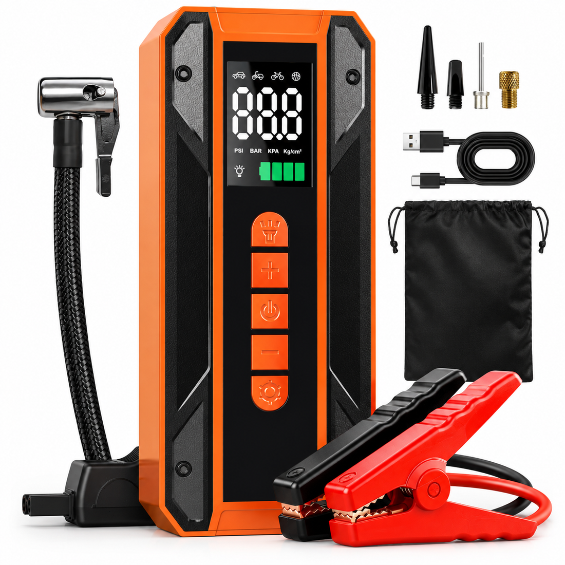 STECOOM YD09 portable 12V car jump starter with 150 PSI tire inflator