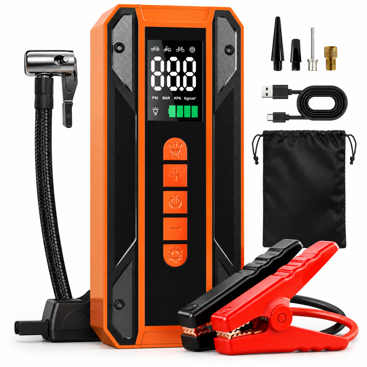 STECOOM YD09 portable 12V car jump starter with 150 PSI tire inflator