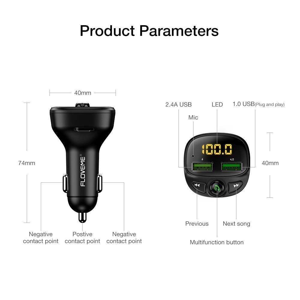 Bluetooth FM Transmitter & Dual USB Car Charger – product detail view 7
