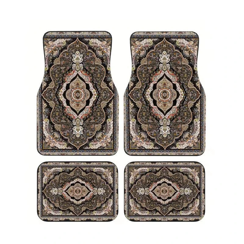 Boho Paisley 4-Piece Car Floor Mat Set — Universal Style