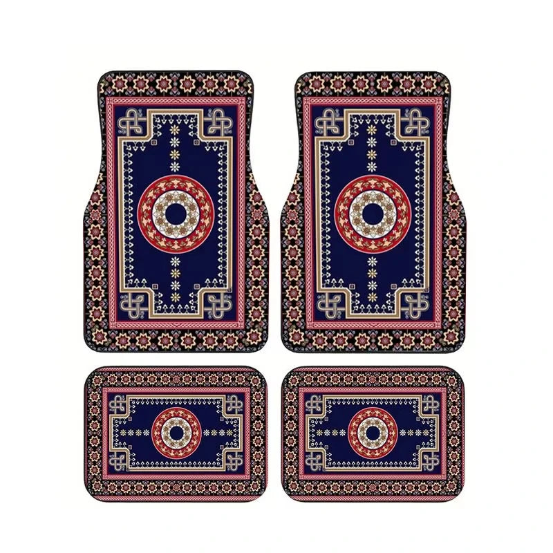 Boho Paisley 4-Piece Car Floor Mat Set — Universal Style