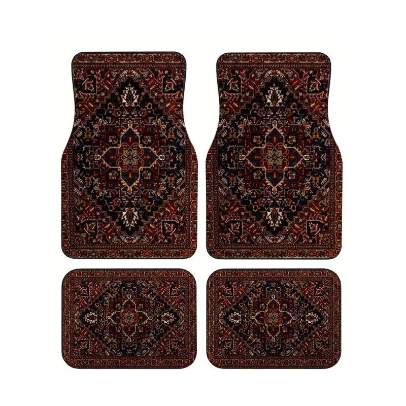 Boho Paisley 4-Piece Car Floor Mat Set — Universal Style