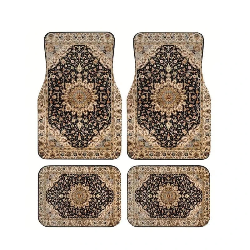 Boho Paisley 4-Piece Car Floor Mat Set — Universal Style