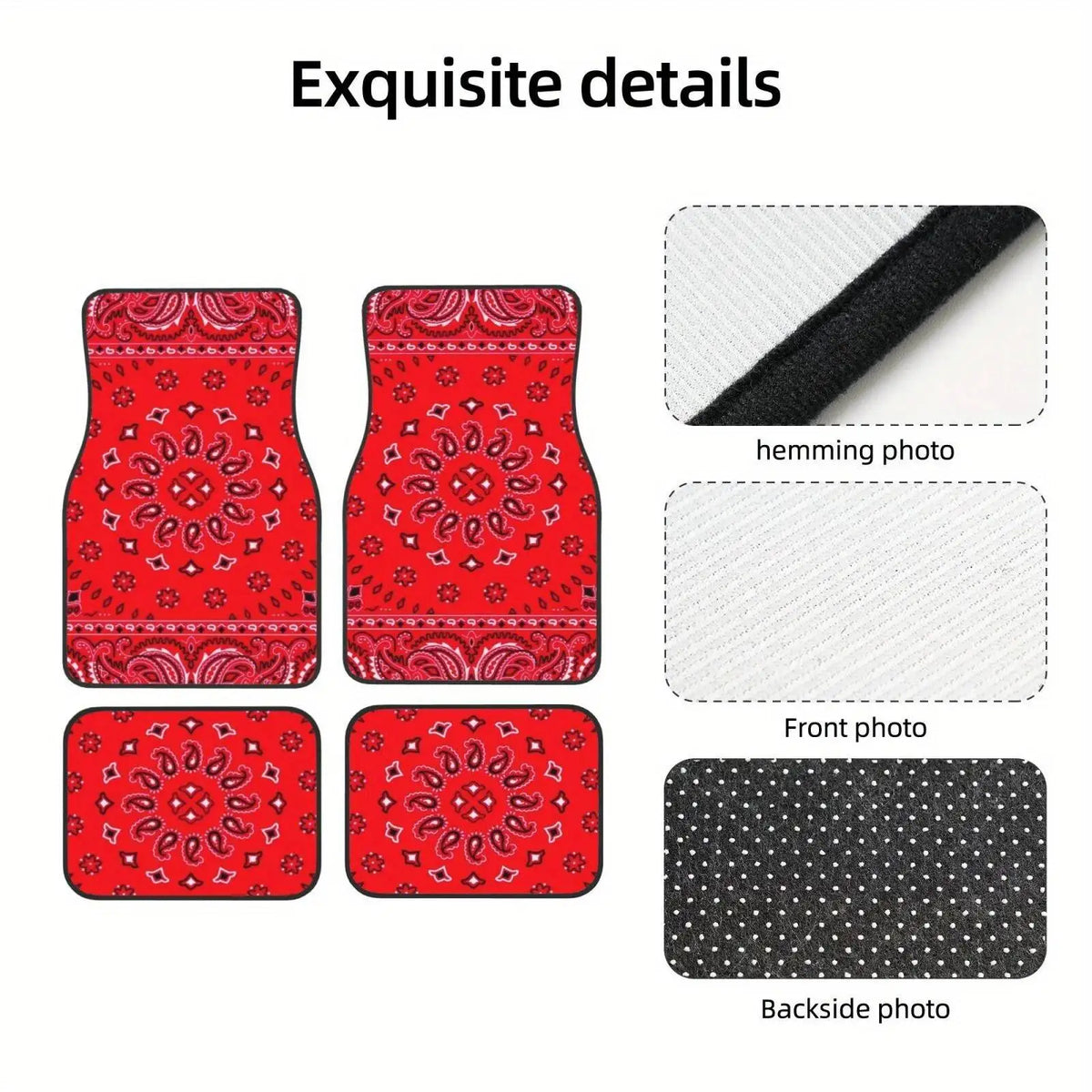 Boho Paisley 4-Piece Car Floor Mat Set — Universal Style