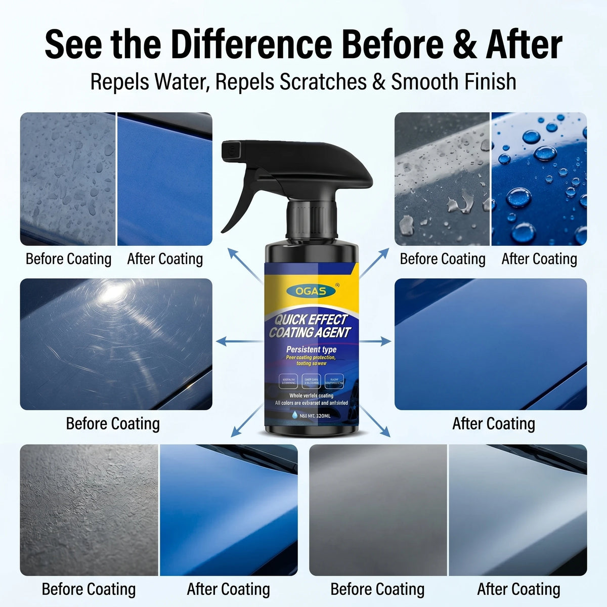OGAS 120ml Car Paint Gloss & Waterless Wash Spray