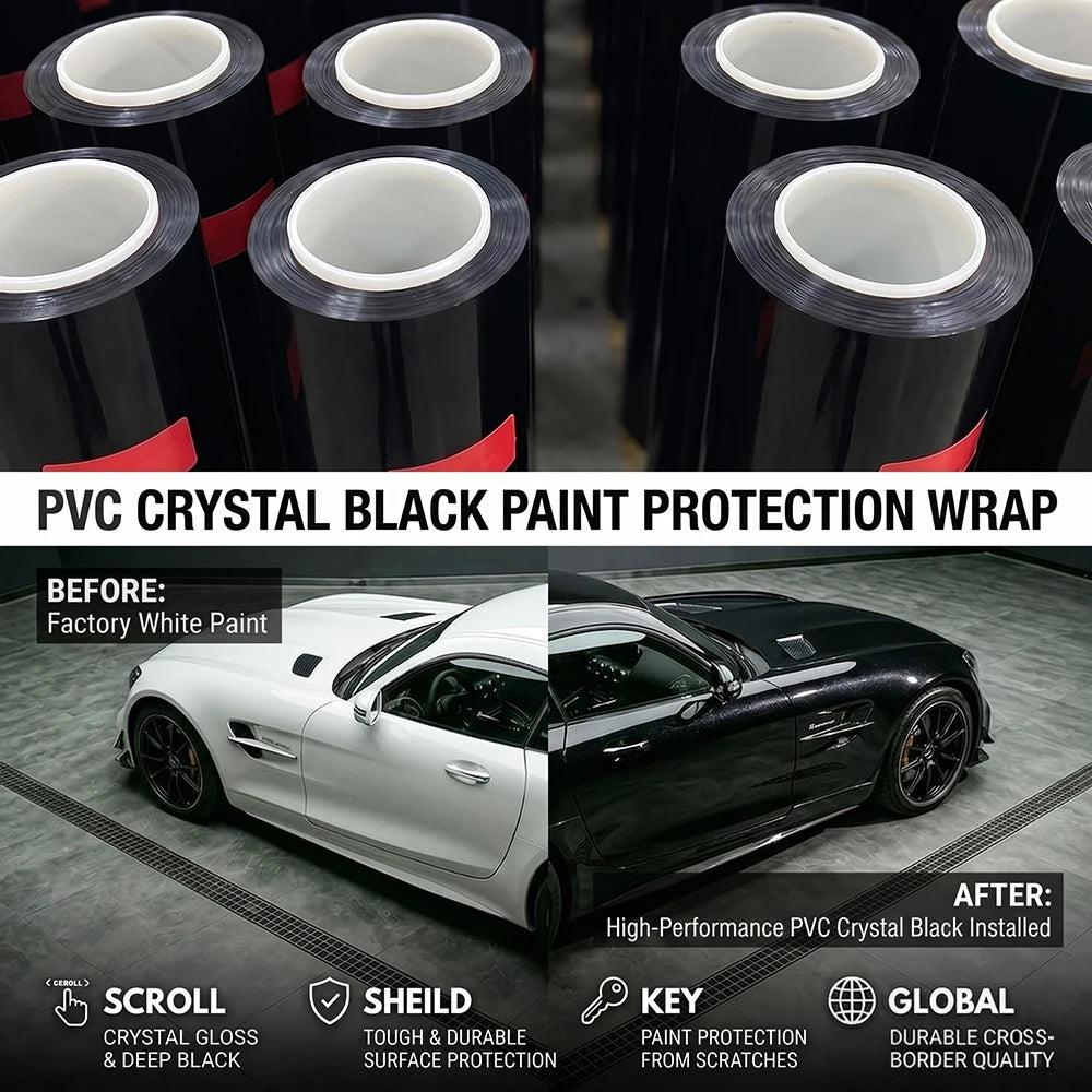 Glossy Black Automotive Vinyl Wrap Film — Multiple Sizes