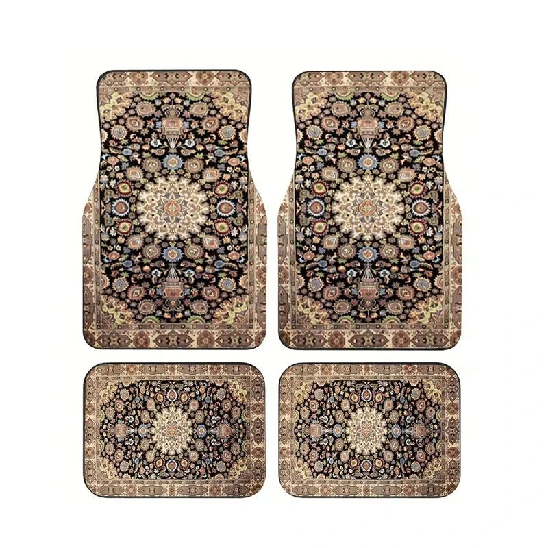 Boho Paisley 4-Piece Car Floor Mat Set — Universal Style