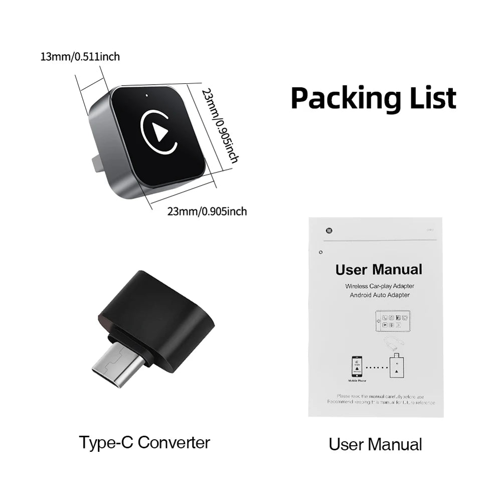 2-in-1 Wireless CarPlay & Android Auto USB Adapter