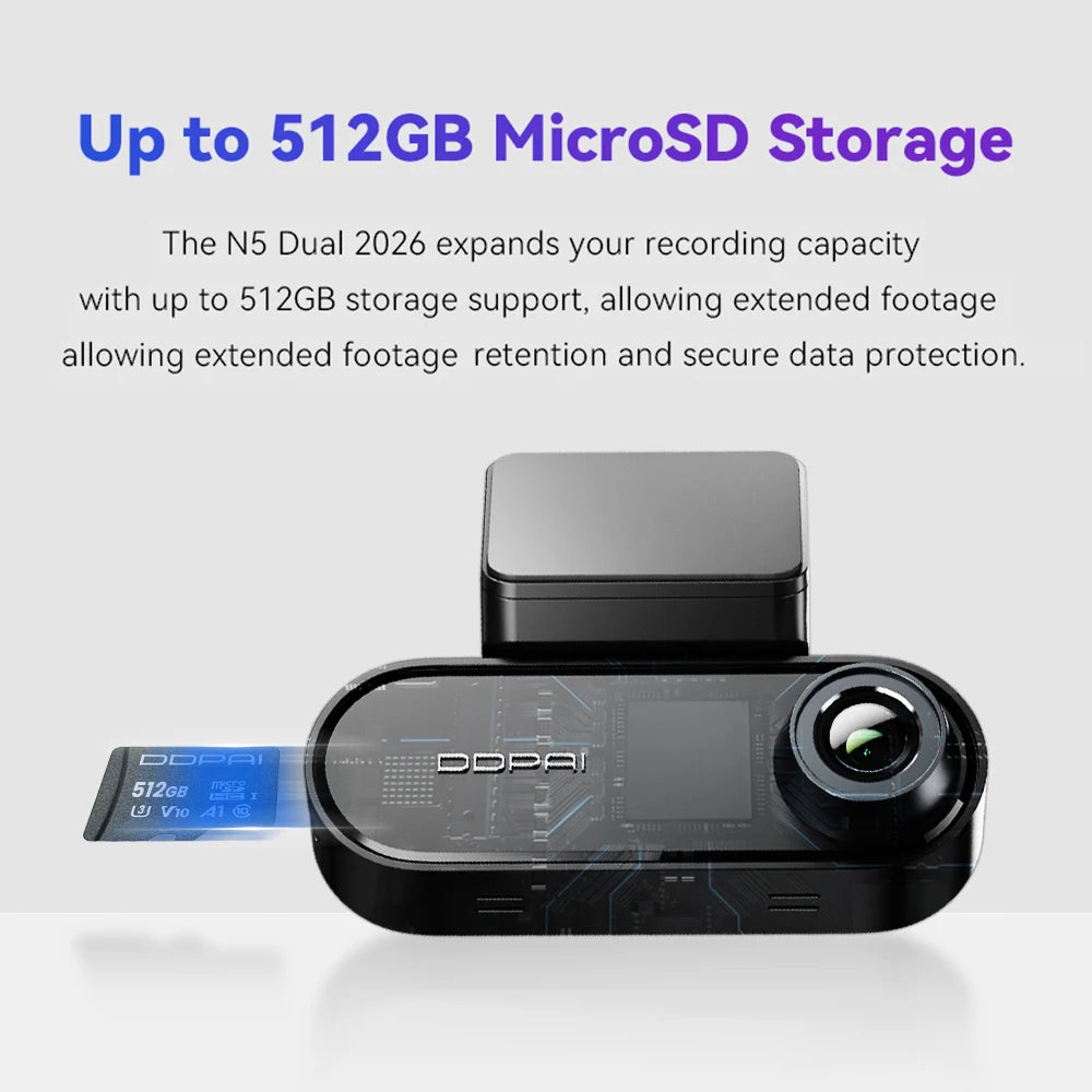 DDPAI N5 Dual 4K Front & Rear Dash Cam — US Stock