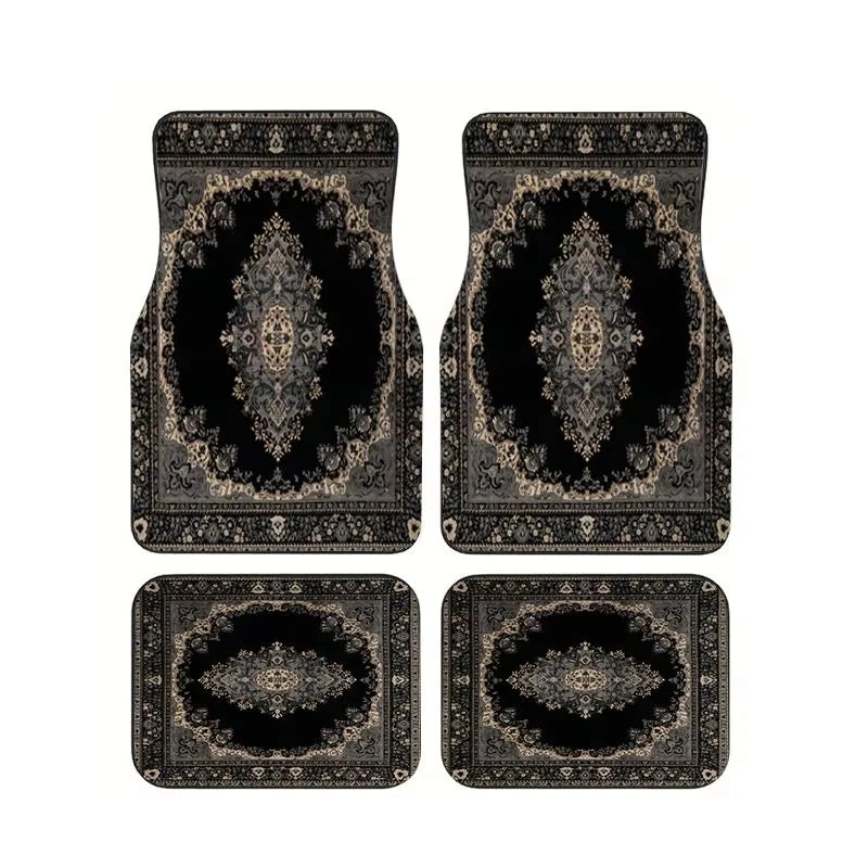 Boho Paisley 4-Piece Car Floor Mat Set — Universal Style