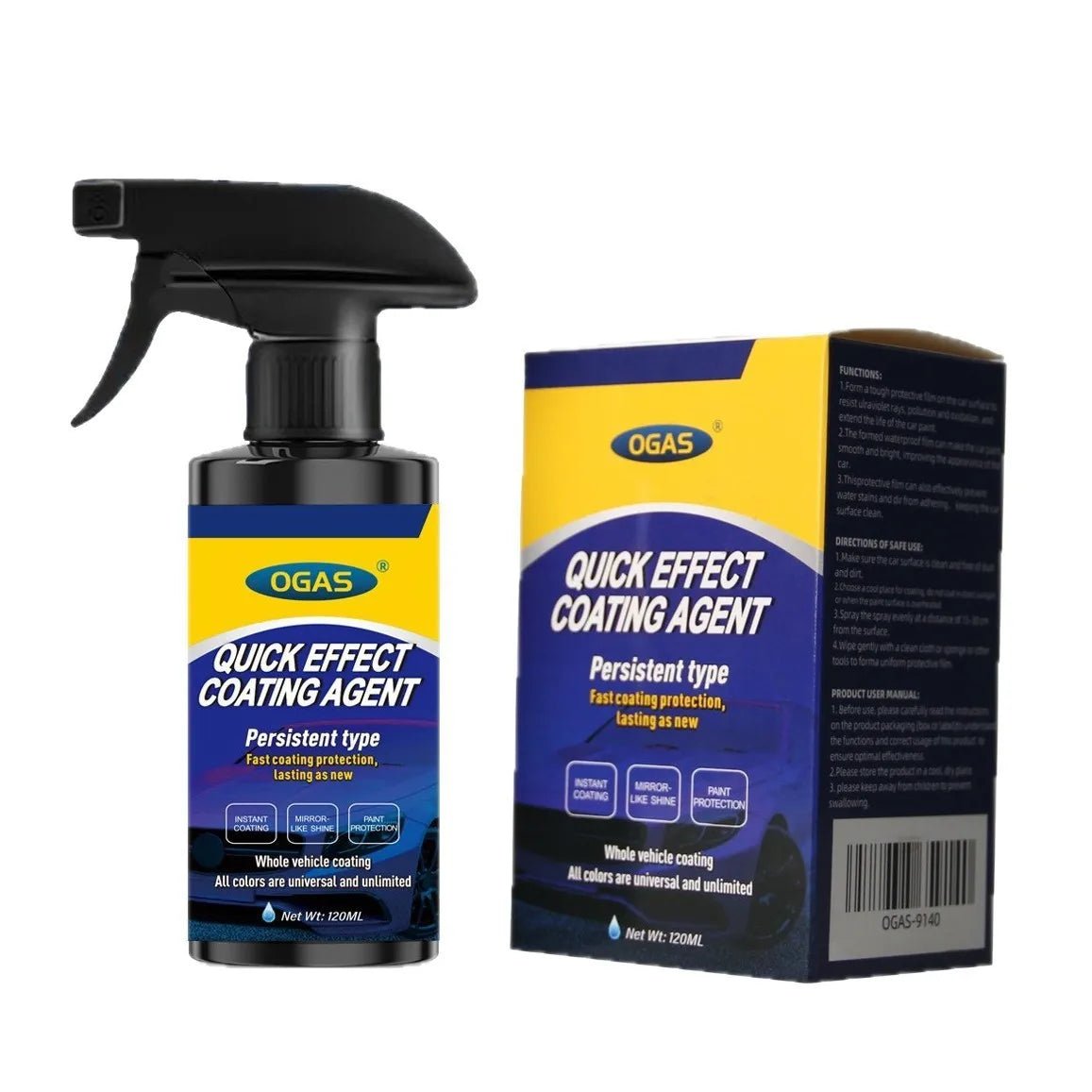 OGAS 120ml Car Paint Gloss & Waterless Wash Spray