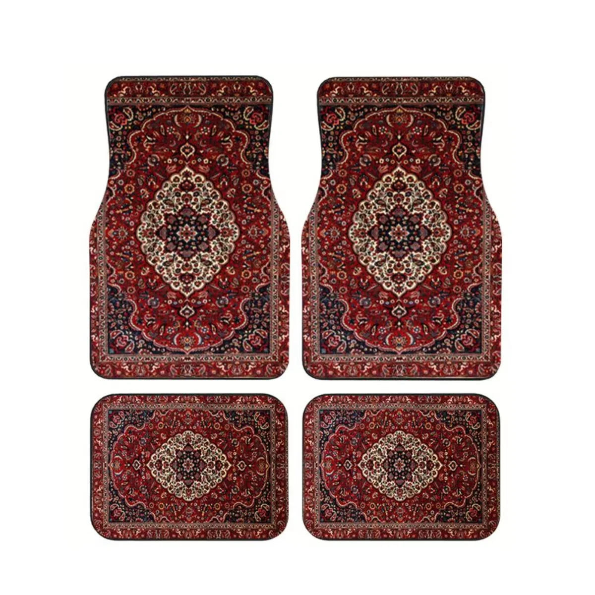 Boho Paisley 4-Piece Car Floor Mat Set — Universal Style