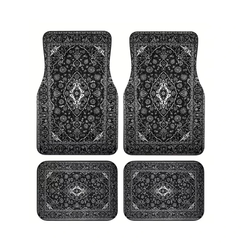Boho Paisley 4-Piece Car Floor Mat Set — Universal Style