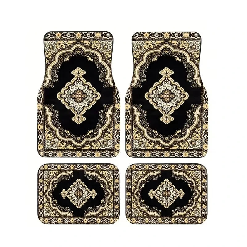 Boho Paisley 4-Piece Car Floor Mat Set — Universal Style