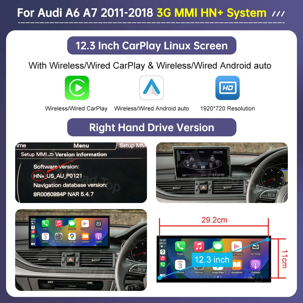 Road Top 12.3-inch Wireless CarPlay Screen — Audi A6 / A7