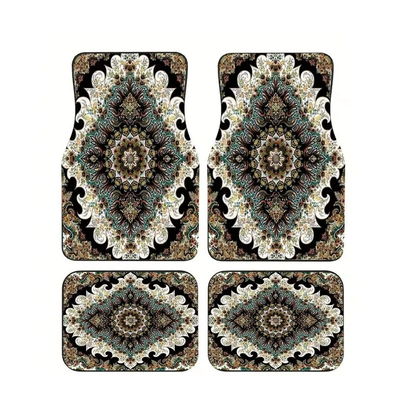 Boho Paisley 4-Piece Car Floor Mat Set — Universal Style