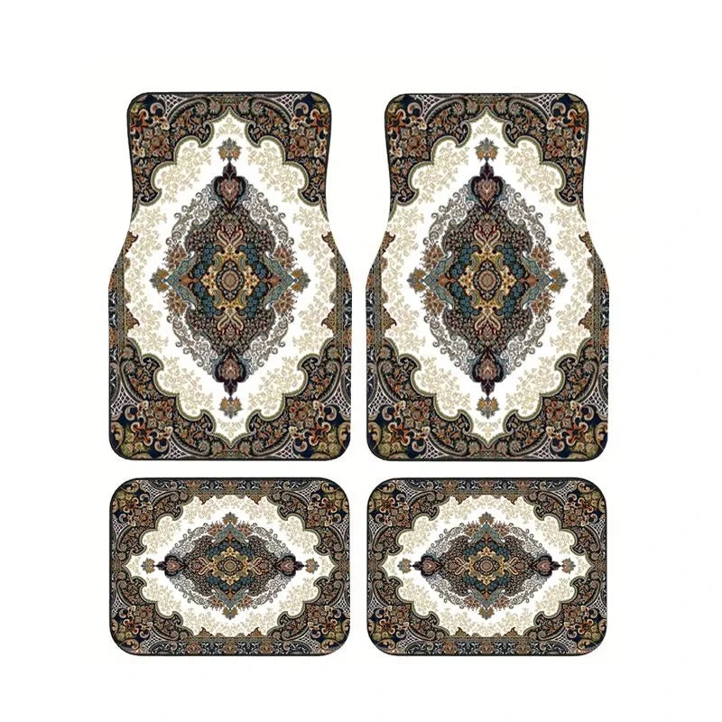 Boho Paisley 4-Piece Car Floor Mat Set — Universal Style