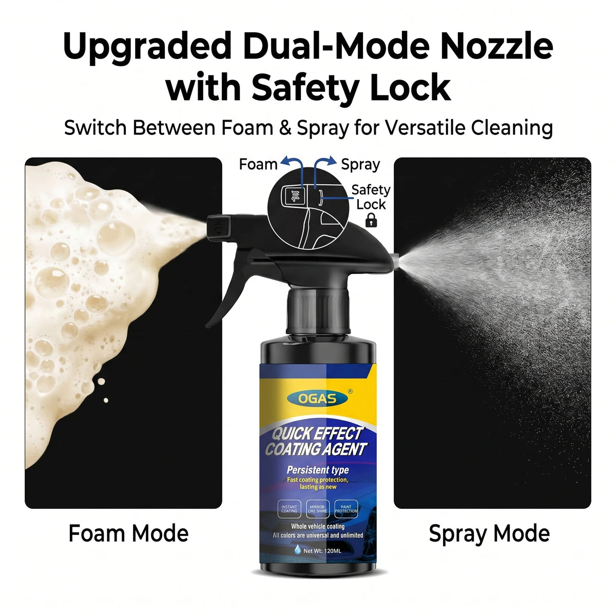 OGAS 120ml Car Paint Gloss & Waterless Wash Spray