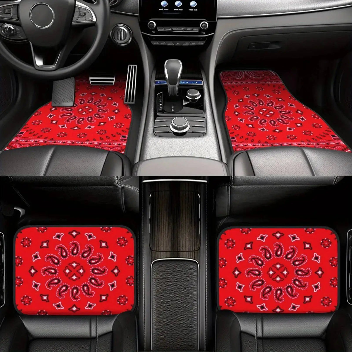 Boho Paisley 4-Piece Car Floor Mat Set — Universal Style