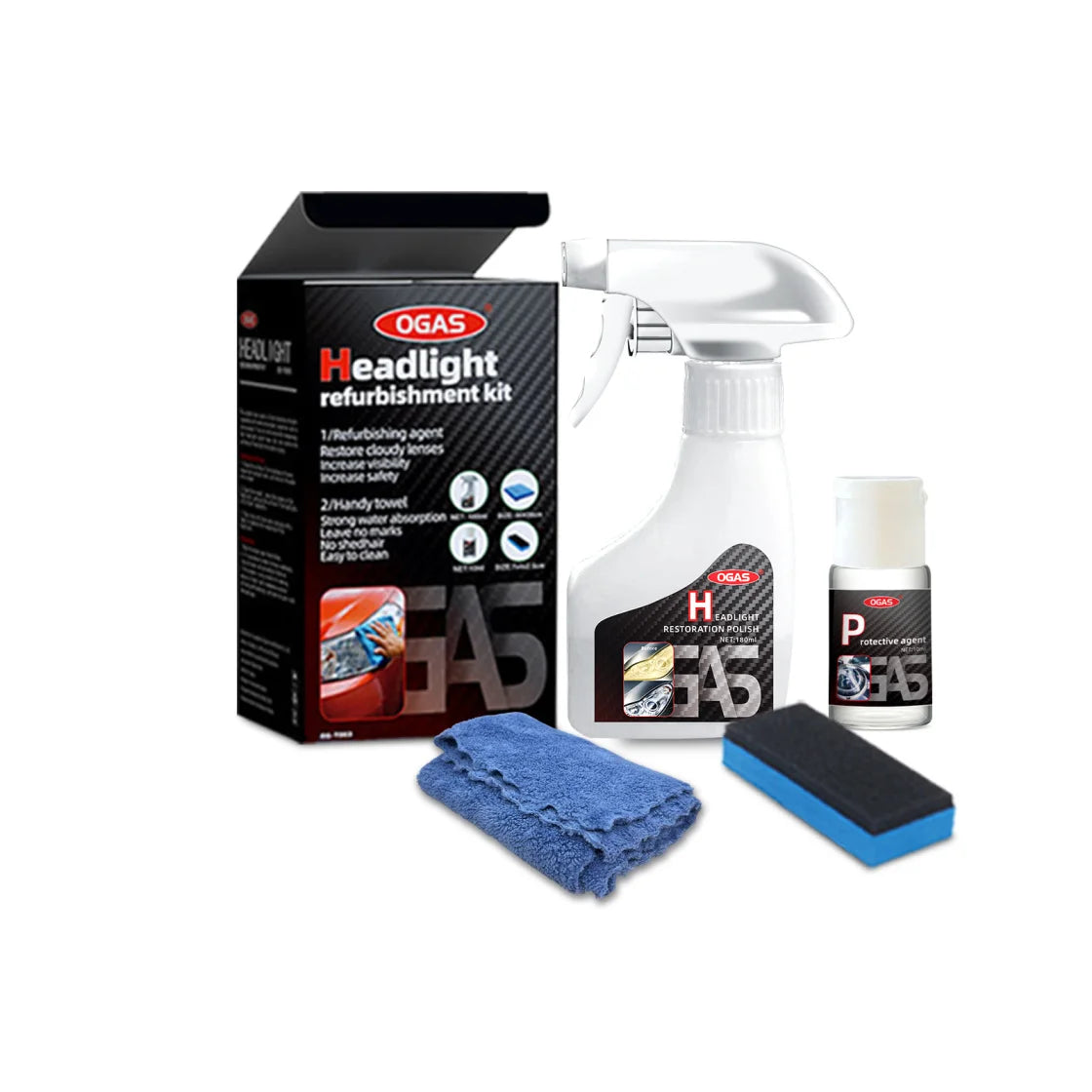 OGAS Headlight Restoration & Protective Coating Kit