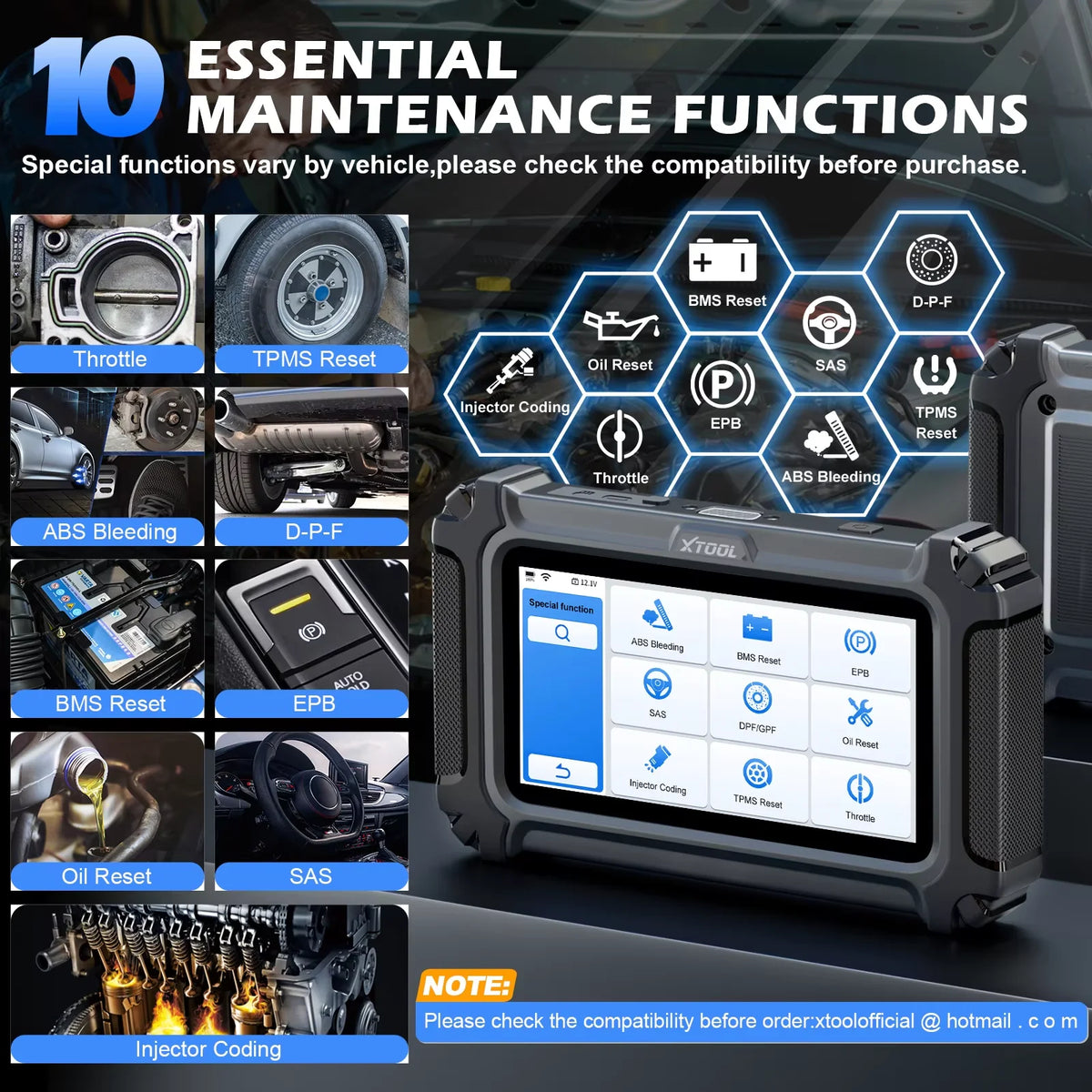 XTOOL D5 OBD2 Diagnostic Scanner — 10 Service Functions