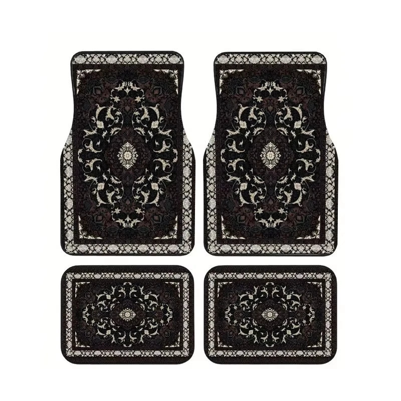 Boho Paisley 4-Piece Car Floor Mat Set — Universal Style