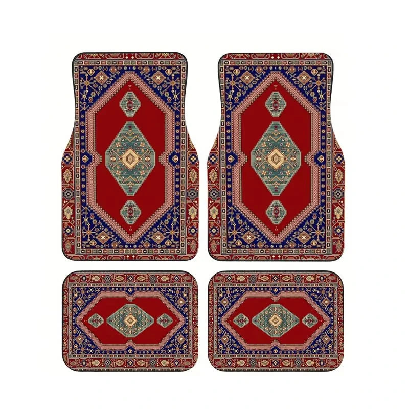 Boho Paisley 4-Piece Car Floor Mat Set — Universal Style