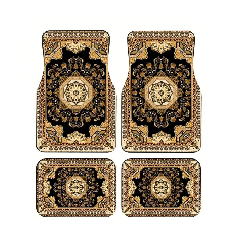 Boho Paisley 4-Piece Car Floor Mat Set — Universal Style