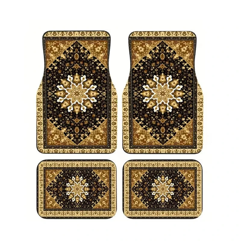 Boho Paisley 4-Piece Car Floor Mat Set — Universal Style