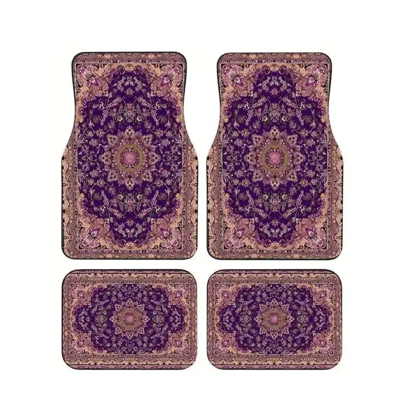 Boho Paisley 4-Piece Car Floor Mat Set — Universal Style