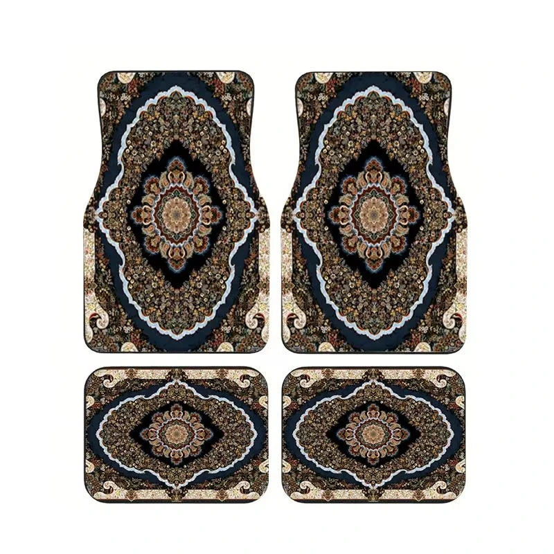 Boho Paisley 4-Piece Car Floor Mat Set — Universal Style