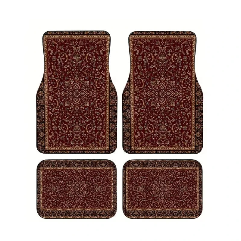 Boho Paisley 4-Piece Car Floor Mat Set — Universal Style