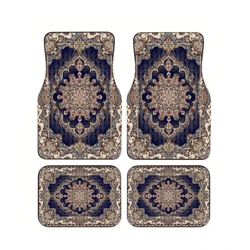 Boho Paisley 4-Piece Car Floor Mat Set — Universal Style