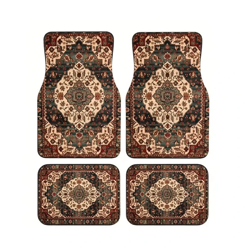 Boho Paisley 4-Piece Car Floor Mat Set — Universal Style
