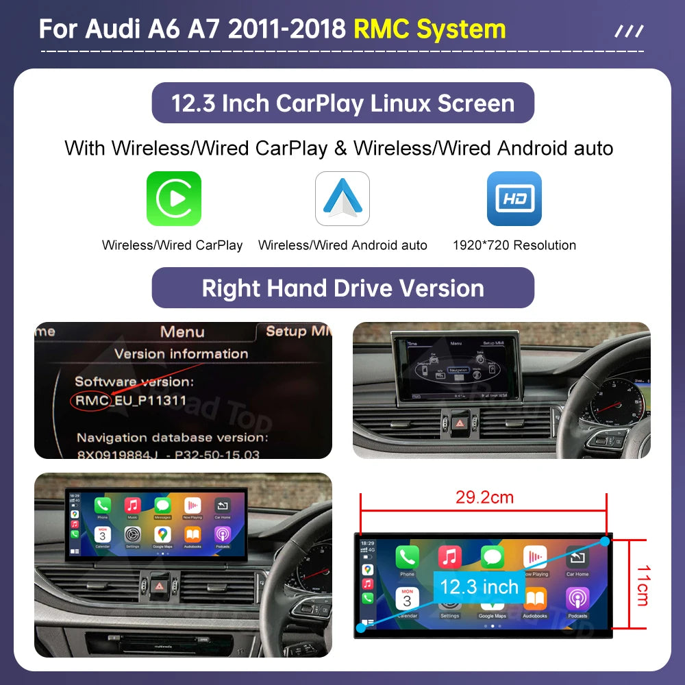 Road Top 12.3-inch Wireless CarPlay Screen — Audi A6 / A7