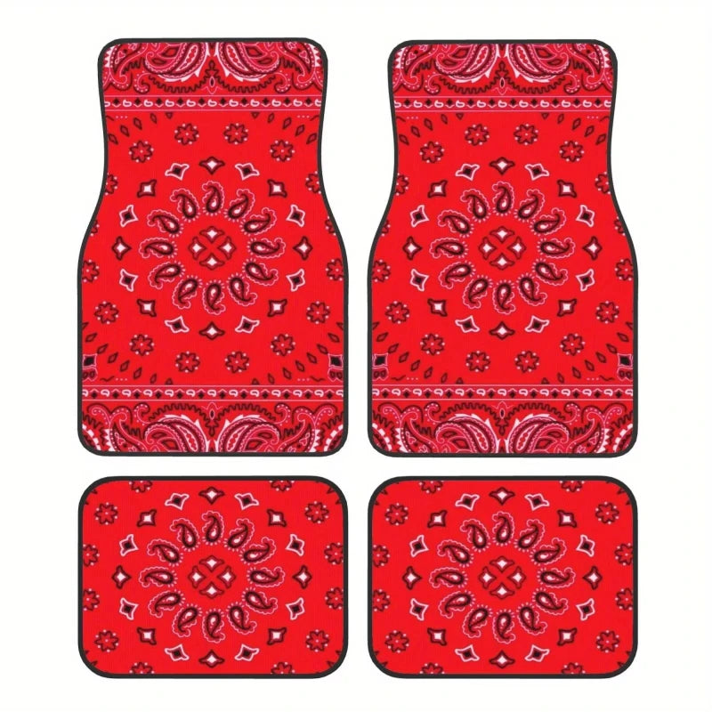 Boho Paisley 4-Piece Car Floor Mat Set — Universal Style