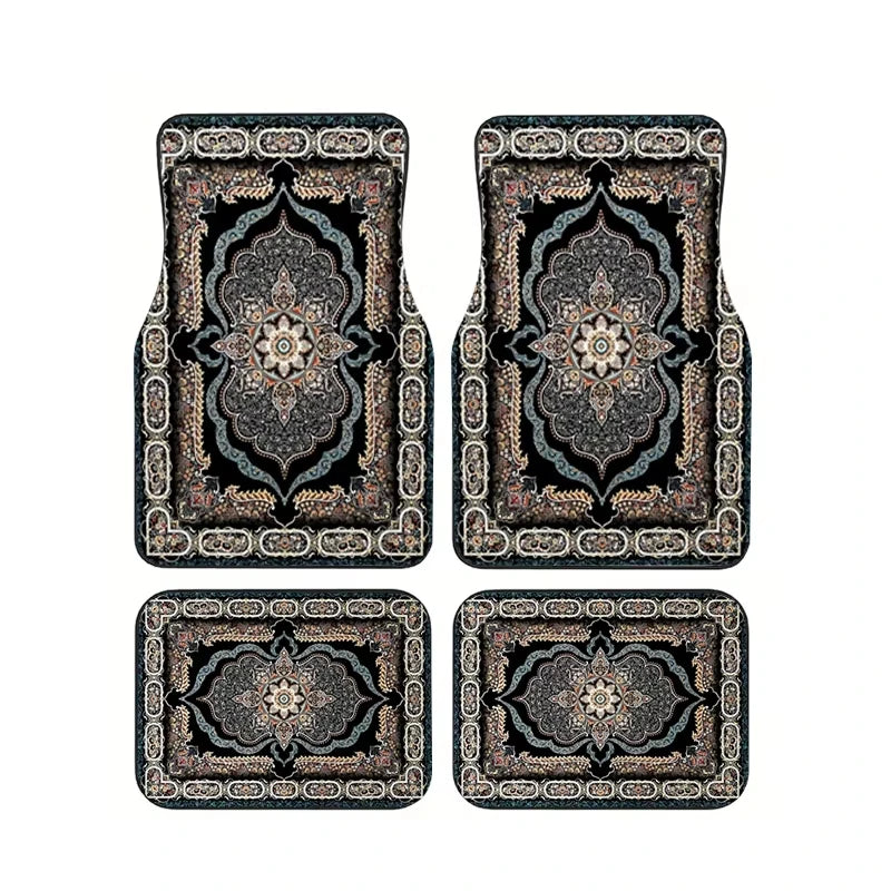 Boho Paisley 4-Piece Car Floor Mat Set — Universal Style