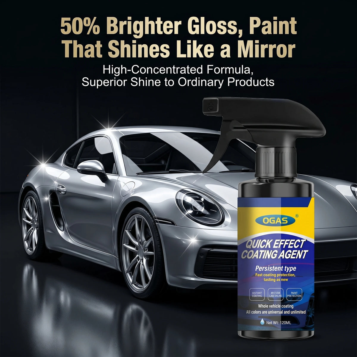 OGAS 120ml Car Paint Gloss & Waterless Wash Spray