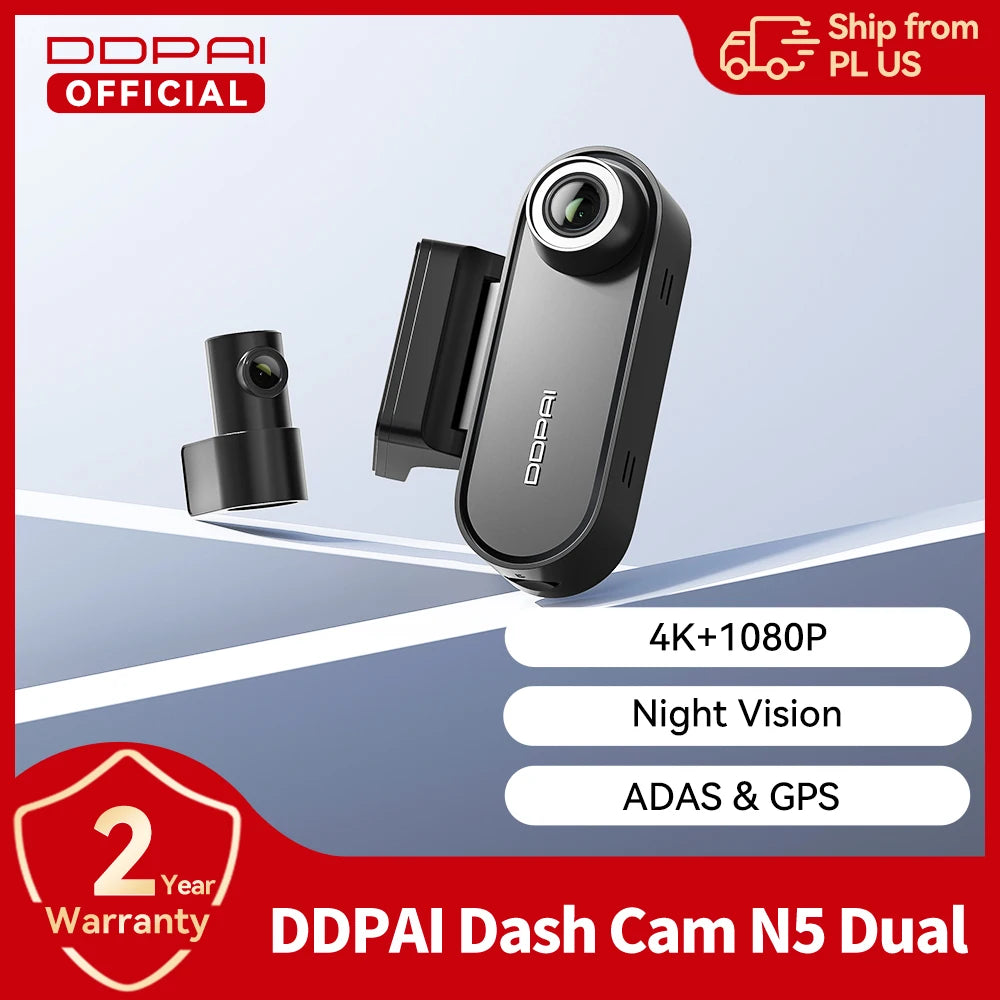 DDPAI N5 Dual 4K Front & Rear Dash Cam — US Stock