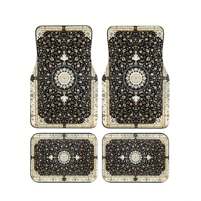 Boho Paisley 4-Piece Car Floor Mat Set — Universal Style