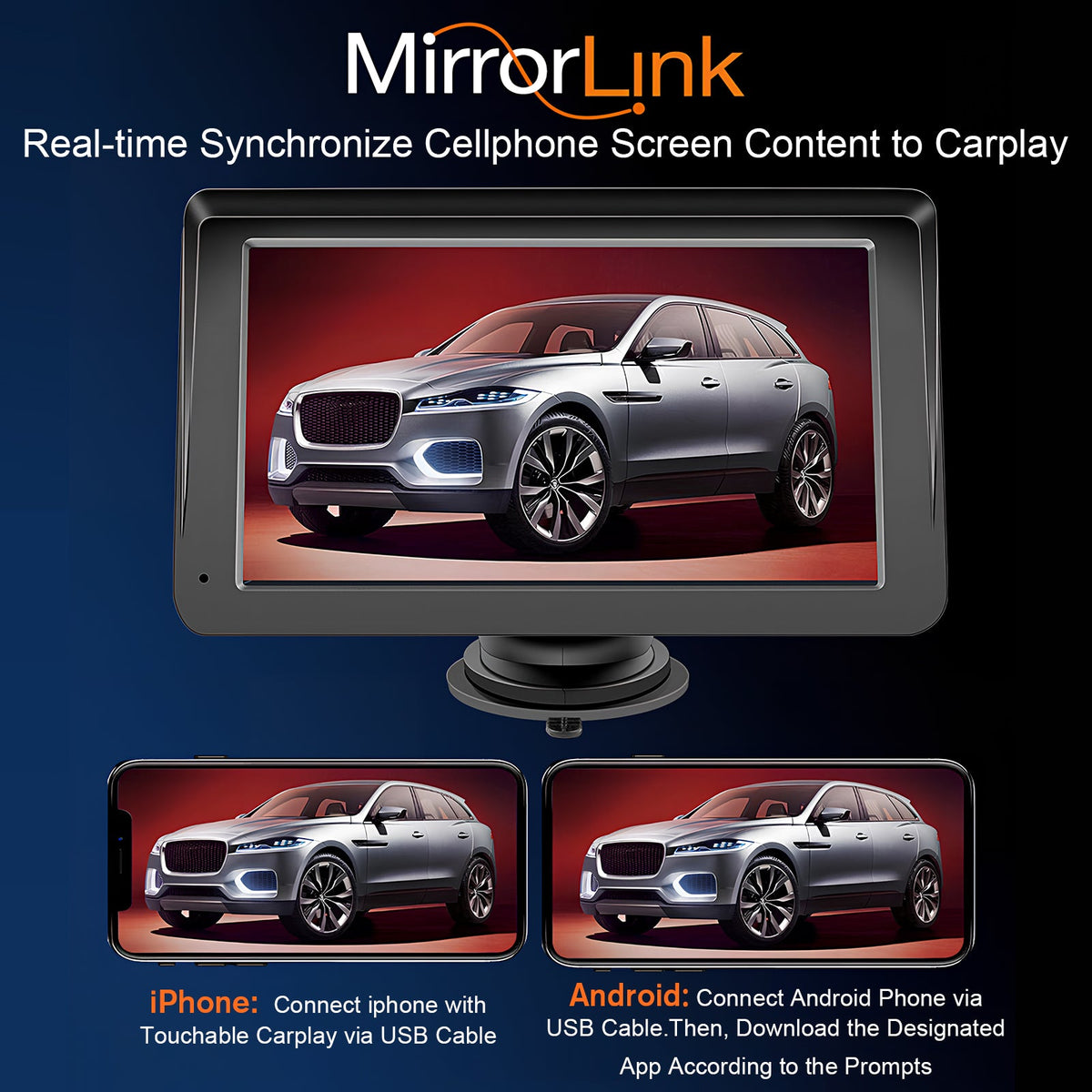 7" Wireless CarPlay & Android Auto Display – product detail view 3