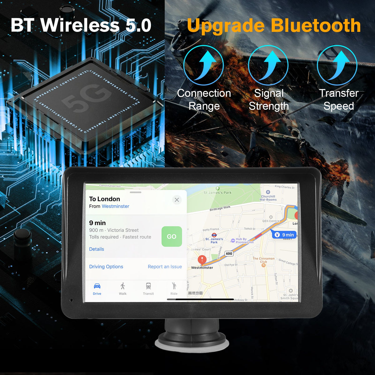 7" Wireless CarPlay & Android Auto Display - main product image