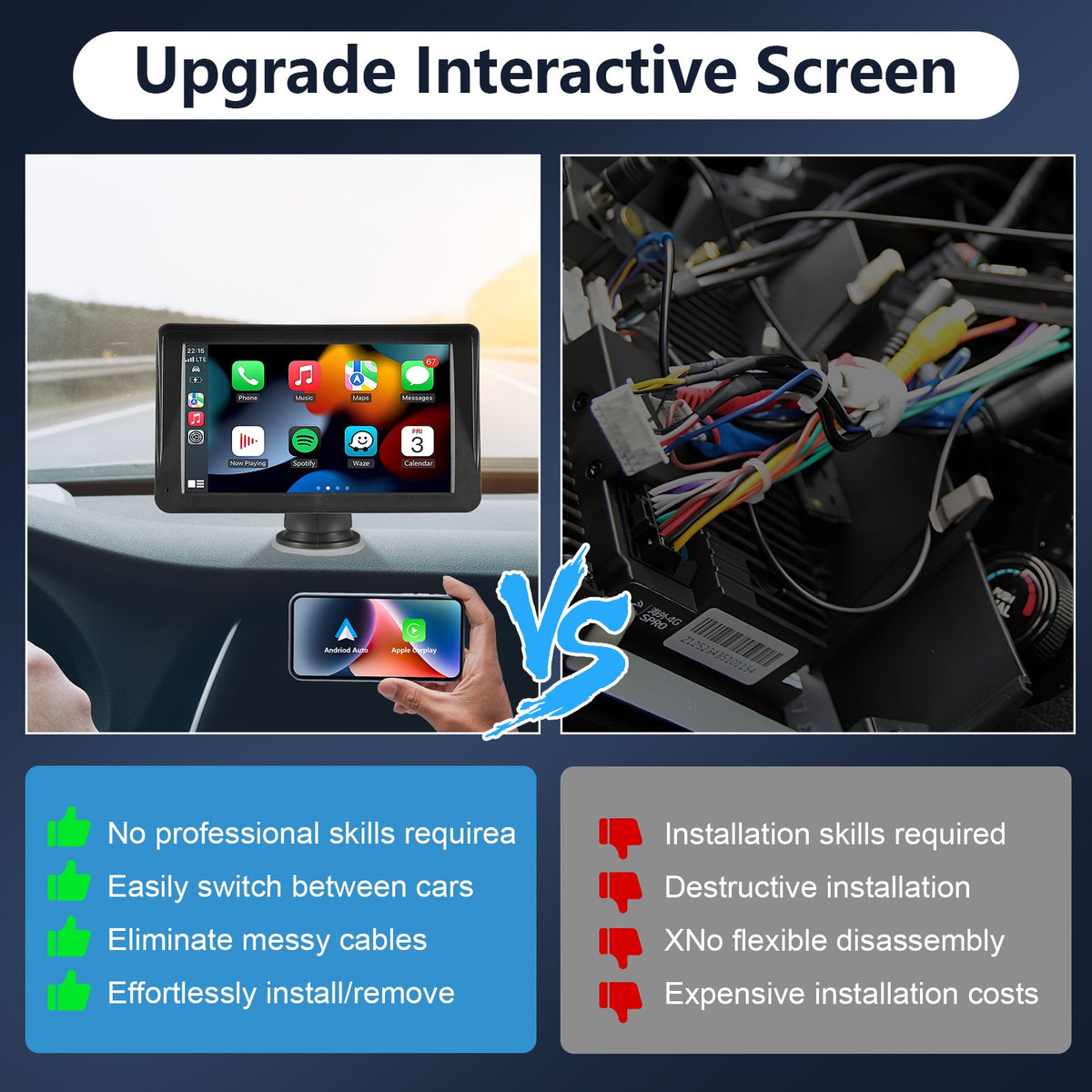 7" Wireless CarPlay & Android Auto Display – product detail view 2