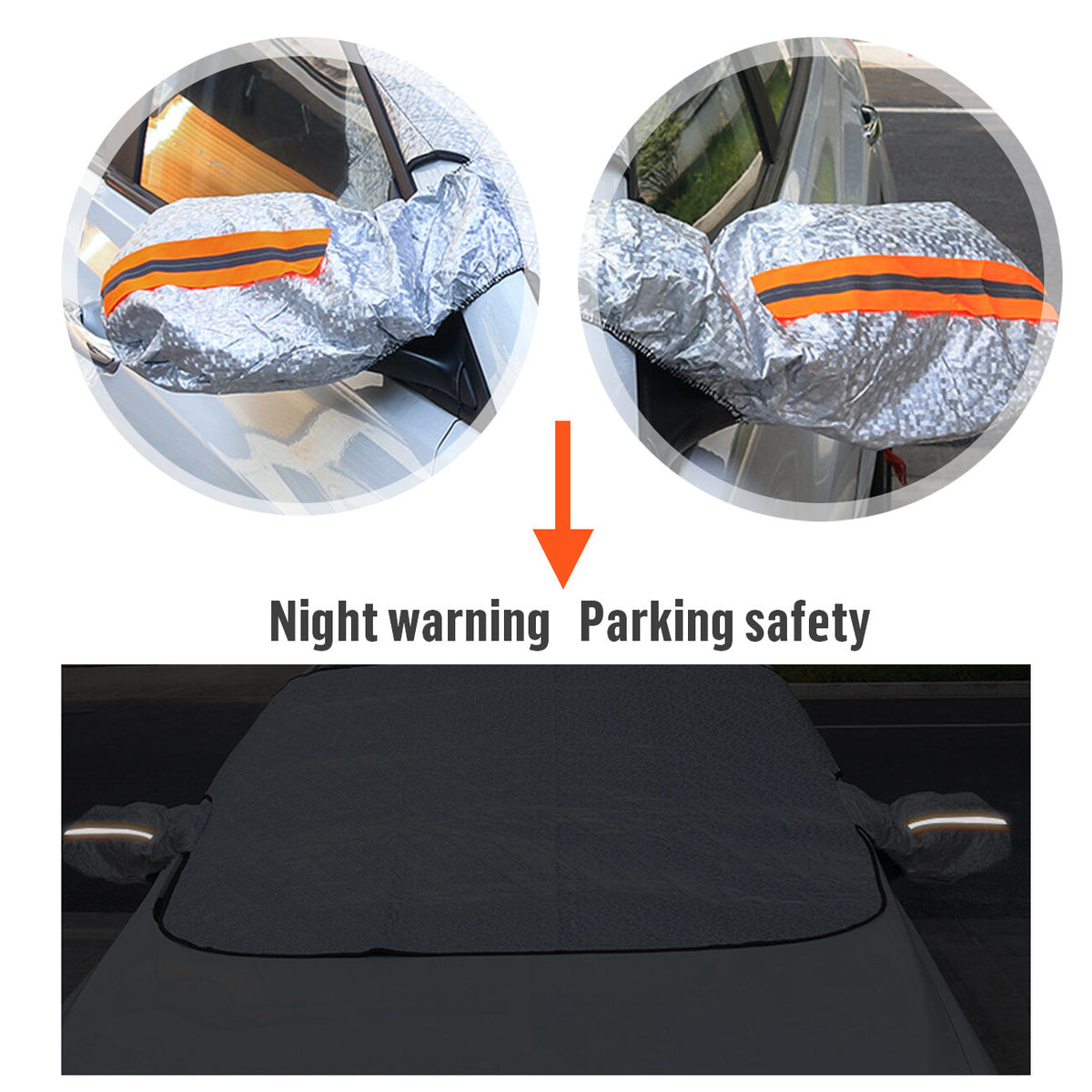 5-magnet reflective car windshield snow and sun protection cover 157 x 118 cm — installation reference